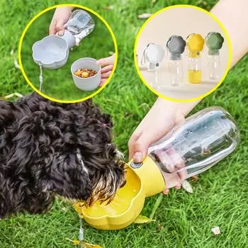 Бутылка для воды для собак, наружная, 2 в 1, портативный, многоразовый, дозатор корма для щенков, для маленьких, средних, больших собак, кошек, йоркширских шнауцеров, зоотовары 380ml зелёный