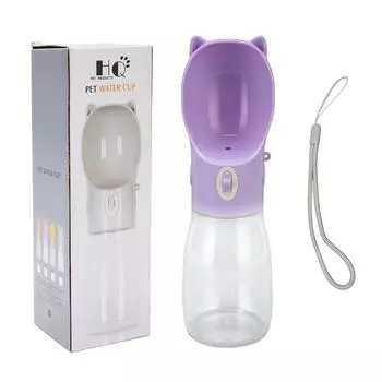 Бутылка для воды для собак, пищевая, герметичная, для щенков, собак, кошек, для прогулок, путешествий фиолетовый