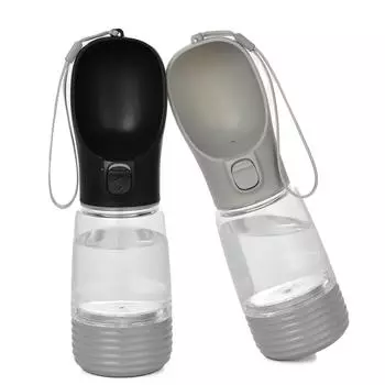 Бутылка для воды для собак с едой, дорожный диспенсер для воды для кошек и щенков, 2 в 1, портативная миска для питья для маленьких собак, принадлежности для чихуахуа на открытом воздухе чёрный