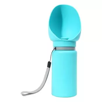 Бутылка для воды для собаки со сверхширокой чашей для питья, миска, пищевой силикон, герметичная, для занятий спортом на открытом воздухе, прогулок, походов, кемпинга, путешествий One Size синий