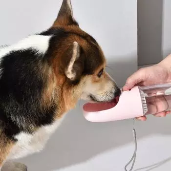 Бутылка для воды DOGNESS D02, диспенсер для воды для домашних животных, портативная питьевая бутылка для различных домашних животных с аквариумом, собак, кошек и т. д.. (300 мл, Белый/Розовый/Голубой)