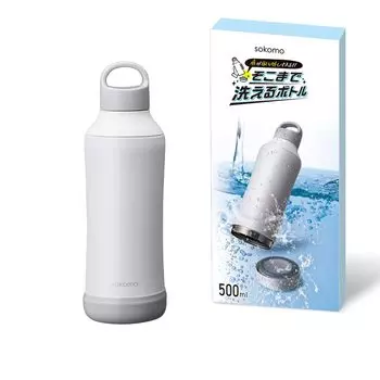 Бутылка для воды Doshisha из нержавеющей стали, 500 мл, термос с вакуумной изоляцией, легко моется, белый цвет, sokomo [моющаяся бутылка] тепло/холод
