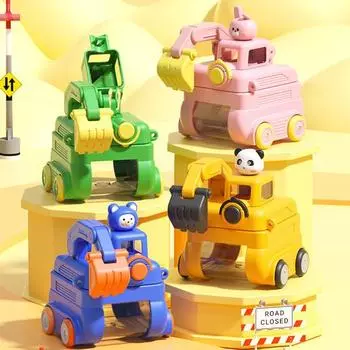 Бутылка для воды Excavator для детей 500 мл герметичная мультяшная чашка с колесами регулируемый ремешок откидная крышка соломенная бутылка для воды для школы и улицы G