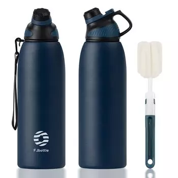 Бутылка для воды FJbottle, литровая, с вакуумной изоляцией, спортивная бутылка, совместимая с спортивными напитками, 1500 мл, сладкая, с широким горлом, легко моющаяся, кружка из нержавеющей стали