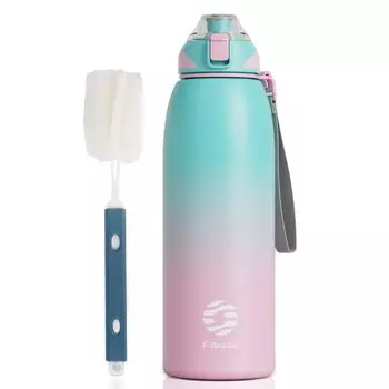 Бутылка для воды FJbottle, литровая, с вакуумной изоляцией, спортивная бутылка One Touch, 1500 мл, совместимая с холодной водой, широкая, легко чистится из нержавеющей стали, включает в себя очистку