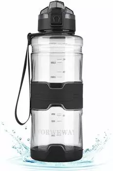 Бутылка для воды FORWEWAY, не содержащая бисфенол А, с фильтром, большая емкость, пищевые материалы, многоразовая, герметичная, с автоматическим открыванием, для питья, спортивная бутылка чёрный