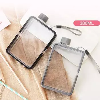 Бутылка для воды герметичная, удобная для хранения, плоская спортивная бутылка в форме куба из смолы для мальчиков серый