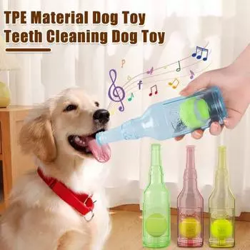 Бутылка для воды, игрушка для собак, устойчивая к жеванию, интерактивная, пищащая бутылка для агрессивных любителей жевать, неразрушимая S синий