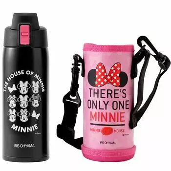 Бутылка для воды Iris Ohyama для детей, 600 мл, Minnie Direct, для питья, холодного хранения, Disney, с вакуумной изоляцией, сохраняет холод в течение 6 часов, в комплекте