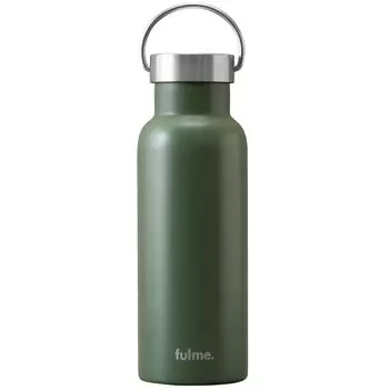Бутылка для воды Iris Ohyama Fulme, стакан, кружка, бутылка из нержавеющей стали, 500 мл, цвет хаки, с ручкой ...