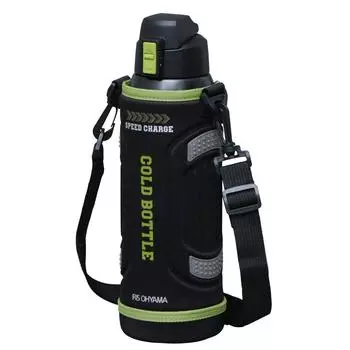 Бутылка для воды Iris Ohyama объемом 1 литр, бутылка из нержавеющей стали, спортивная бутылка для питья, одно касание, зеленая, с запасной прокладкой SDB-1000 зелёный