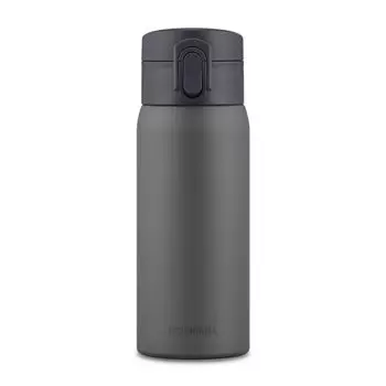 Бутылка для воды Iris Ohyama One Touch Mug Bottle 350 мл Серая с вакуумной изоляцией Сохраняет тепло, а не холод Можно открыть и пить одной рукой серый