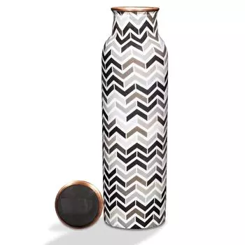 Бутылка для воды из чистой меди 1 литр, щелочная и антиоксидантная, 100% герметичная, для офиса, спортзала, современная бутылка Тамба (Шеврон, Черный и Серый)