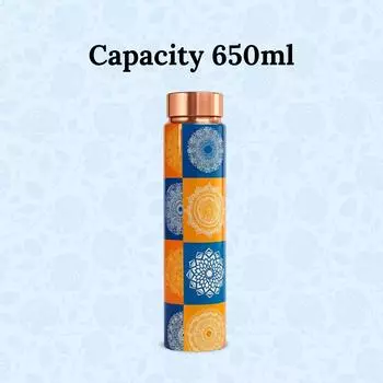 Бутылка для воды из чистой меди (650 мл), Герметичная, Бутылка для воды из чистой меди, Бутылки Тамба, Подлинная медная бутылка, Прочная медная бутылка (Разноцветный)