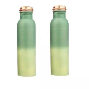 Бутылка для воды из чистой меди 950 мл - Бесшовная, Герметичная, Дизайн с двойной печатью Лучшие подарки для семьи и друзей| Светло-зеленый и Темно-зеленый - Набор из 2 штук