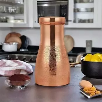 Бутылка для воды из чистой меди, графин для спальни, банка для воды со встроенным медным стаканом