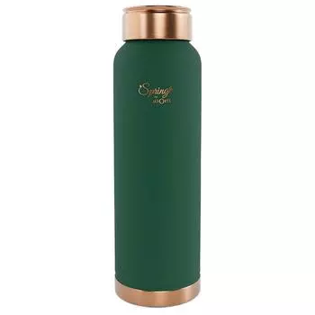 Бутылка для воды из чистой меди с герметичной крышкой, покрытие из силикона премиум-класса (1000 мл) Цвет морской волны (Пакет из 1)