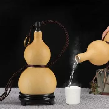 Бутылка для воды из натуральной сушеной тыквы с крышкой, полый калебас, декор стола, ретро-китайский держатель для напитков из тыквы, украшение для дома 10-12cm