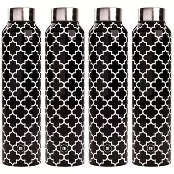 Бутылка для воды из нержавеющей стали 1 литр Упаковка из 4 штук Подходит для дома, холодильника, офиса, школы, холодильника