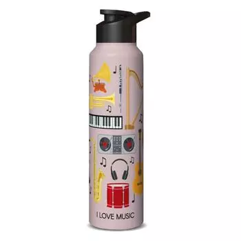 Бутылка для воды из нержавеющей стали 1 л, High On Music, бутылки-поильники для девочек, мальчиков, взрослых и детей, для спортзала, спорта, для использования в холодильнике, 1000 мл Sipper Cap