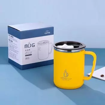 Бутылка для воды из нержавеющей стали 304 объемом 500 мл, двухслойная кружка для кофе и молока с ручкой и крышкой, переносная изолированная чашка для путешествий 500ml красный