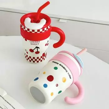 Бутылка для воды из нержавеющей стали 304, термокружка для кофе в машину, холодная, горячая, термос с ручкой и соломинкой для рождественского мальчика 700ml