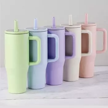 Бутылка для воды из нержавеющей стали 40 унций персонализированная термокружка с соломинкой термос термос термокружка для занятий спортом на открытом воздухе 1200ml небесно-голубой