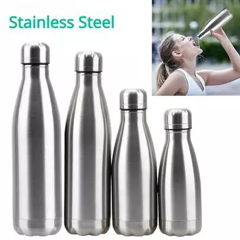 Бутылка для воды из нержавеющей стали, одностенная бутылка для воды, колы, бутылки для питья из нержавеющей стали для путешествий, спорта, кемпинга, принадлежностей Silver