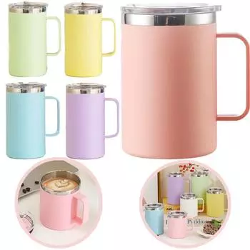 Бутылка для воды из нержавеющей стали, переносная, с пластиковой крышкой и ручкой, двухслойная, для кофе, молока, изолированная, вакуумная, для офисной работы 650ML