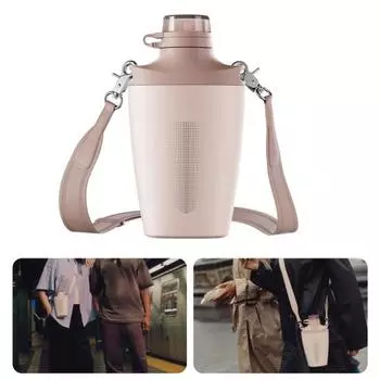 Бутылка для воды из нержавеющей стали с жаккардовым ремешком, 23 унции, вакуумная чашка с двойными стенками чёрный