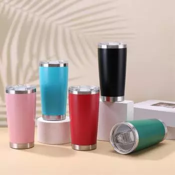 Бутылка для воды из нержавеющей стали с двойными стенками, вакуумная изоляция, чашка объемом 20 унций, герметичная кофейная чашка для дома, школы, улицы 20oz чёрный