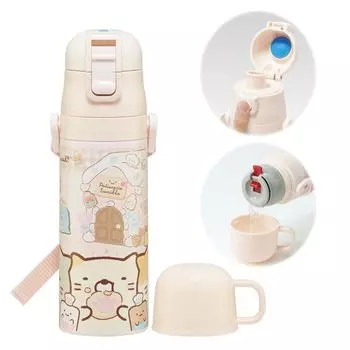 Бутылка для воды из нержавеющей стали Skater, прямая питьевая, 470 мл, чашка для питья, 430 мл, Sumikko Gurashi Sweet Shop, легкая, спортивная бутылка для воды для девочек