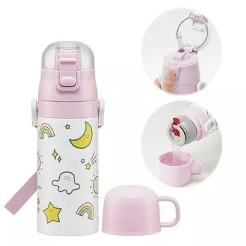 Бутылка для воды из нержавеющей стали Skater с трубочкой, легкая, небольшой емкости, для детей, 2-х разовая, 410 мл, питьевая, 350 мл, Shinapushu,