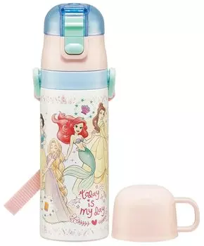Бутылка для воды из нержавеющей стали Skater, прямая питьевая, 470 мл, чашка для питья, 430 мл, принцесса 23, легкая, типа, для девочек, Disney, спортивная бутылка, милая