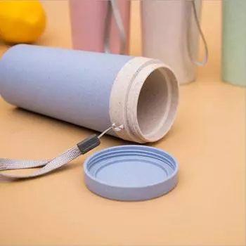 Бутылка для воды из пшеничной соломы с горлышком, однослойная, с ароматом пшеницы, для переноски, для дома, офиса, автомобиля, школы синий