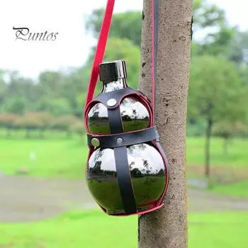 Бутылка для воды из тыквы 1500 мл, чайник из нержавеющей стали, большая емкость, спортивная дорожная бутылка для спортзала, бутылка для воды в китайском стиле в стиле ретро для обезьяны серебряный