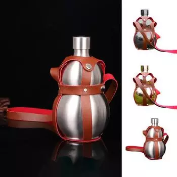 Бутылка для воды из тыквы 1500 мл, чайник из нержавеющей стали, большая емкость, спортивная дорожная бутылка серебряный