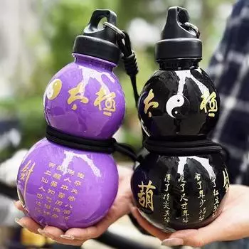 Бутылка для воды из тыквы 750 мл, большая емкость, чайник для воды из тыквы, китайский ретро-стиль, герметичный кувшин для воды для спорта на открытом воздухе A