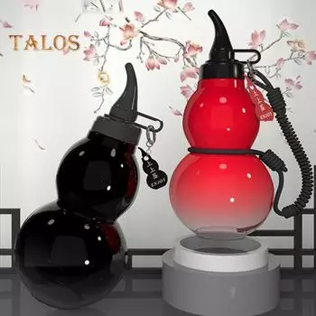 Бутылка для воды из тыквы 800 мл Tritan Sports Monkey King Inspired Design Kettle Travel Gym Water Bottle Китайская бутылка для воды в стиле ретро с возможностью самостоятельного изготовления A чёрный