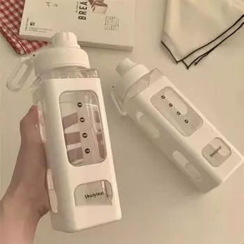 Бутылка для воды Kawaii Bear для девочек, милая пластиковая летняя школьная бутылка для напитков с соломенным соком, пузырьковые чашки для чая, без BPA, 700 мл, новинка 0.7L