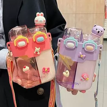 Бутылка для воды конфетного цвета 780 мл, летняя детская кружка для воды, двойная кружка, красивая спортивная кружка для воды, кружка с соломинкой для детей 780ml