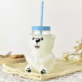 Бутылка для воды Креативная мультяшная стеклянная термостойкая чашка-поильник с медведем для дома