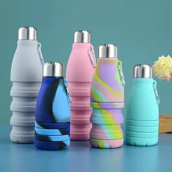 Бутылка для воды Креативная складная силиконовая бутылка для колы большой емкости Открытый фитнес Портативная пищевая телескопическая спортивная бутылка