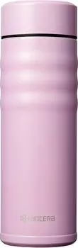 Бутылка для воды Kyocera Керамическая бутылка для кофе Кружка Бутылка 500 мл Винтовая пробка Внутренняя керамическая обработка Вакуумная изоляционная структура Сохранение тепла Холод розовый
