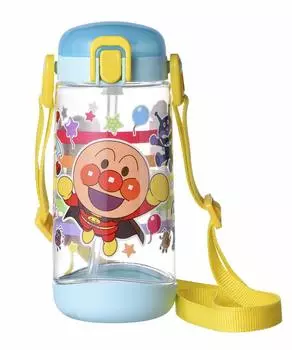 Бутылка для воды LEC Anpanman Clear Water Bottle 450 мл, открывается одним нажатием, синяя (Тип соломы) синий