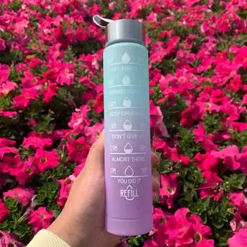 Бутылка для воды Мотивационная бутылка для питья Спортивная бутылка для воды с маркером времени Портативные многоразовые пластиковые чашки Открытый дорожный тренажерный зал 0.3l-2l