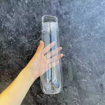Бутылка для воды MYEEDA 740 мл Стильная пластиковая прозрачная бутылка с ручкой Бутылка из тритана Легко моется Стильная бутылка для воды для мальчиков и девочек начальной школы