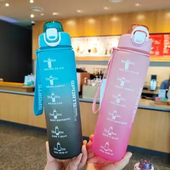 Бутылка для воды на 1000 мл, посуда для питья, летняя портативная дорожная бутылка для кемпинга с маркером времени, домашняя бутылка для воды с маркером времени, бутылка для воды 1000ml