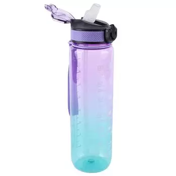 Бутылка для воды объемом 1 литр, мотивирующая спортивная бутылка для воды, герметичная чашка, портативная бутылка для воды, питьевая вода для путешествий, спортзала, фитнеса чёрный