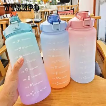 Бутылка для воды объемом 2 литра, мотивирующая питьевая бутылка, спортивная бутылка для воды с маркером времени, портативные многоразовые пластиковые стаканчики 2000ml